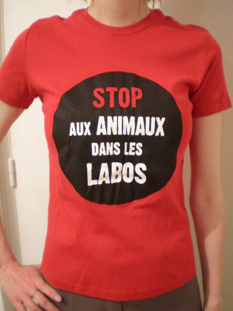 T-shirt Stop aux Animaux dans les Labos rouge