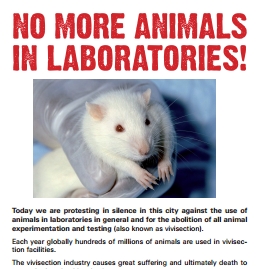 Tract en anglais de sensibilisation à la vivisection