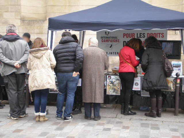 Paris – Samedi 22 février 2014 – Stand de sensibilisation aux droits des animaux et contre la vivisection