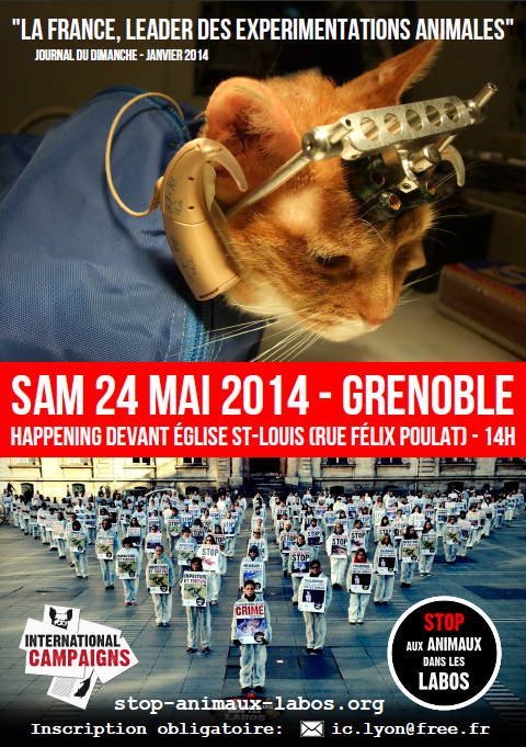 Grenoble – Happening contre l’expérimentation animale – 24 mai 2014