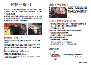 Tract droits des animaux (en chinois HK)