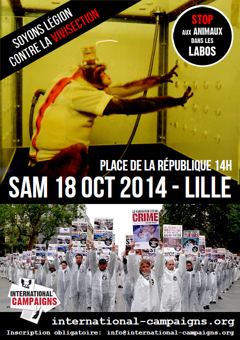 Lille – Happening contre la recherche animale – 18 octobre 2014