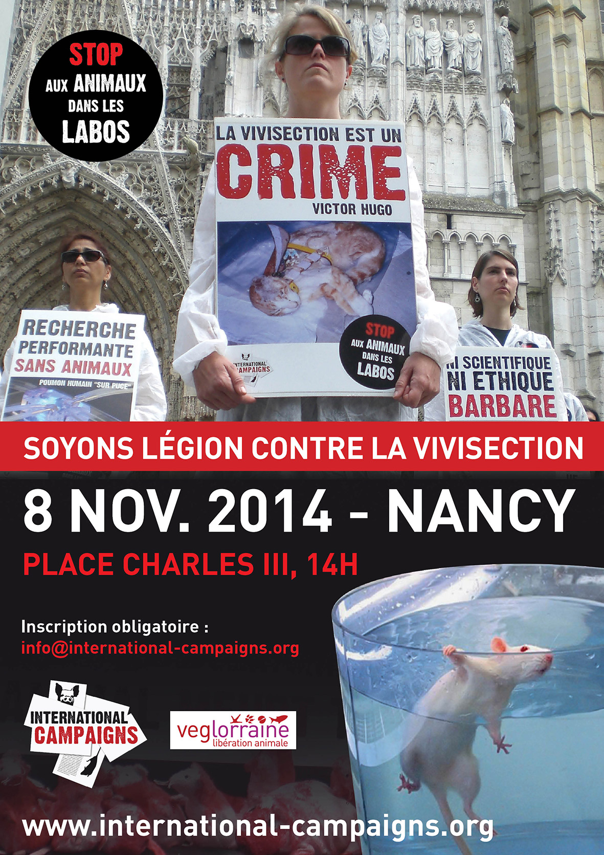 Nancy – Happening contre la recherche animale – 08 novembre 2014