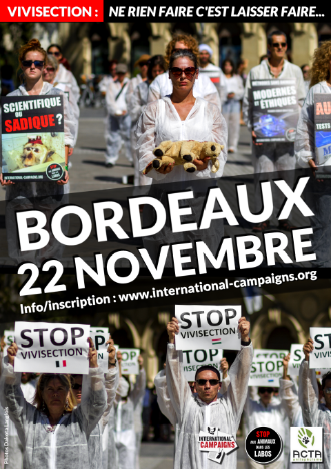 Happening contre la recherche animale à Bordeaux – 22 nov 2014