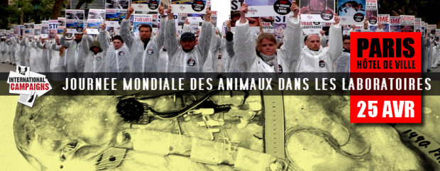 Happening géant journée mondiale animaux laboratoire 2015