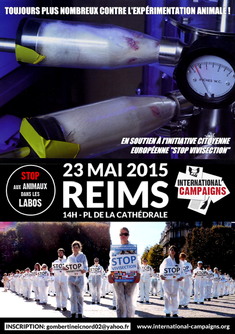 REIMS – Samedi 23 mai 2015 – Happening contre l’expérimentation animale