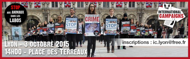 Lyon Happening contre expérimentation animale 03 octobre 2015