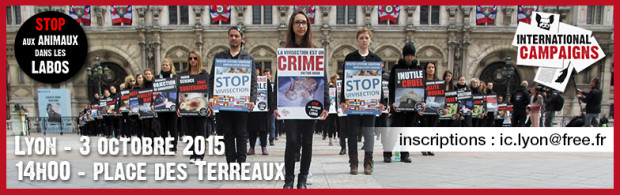 Lyon Happening contre expérimentation animale 03 octobre 2015