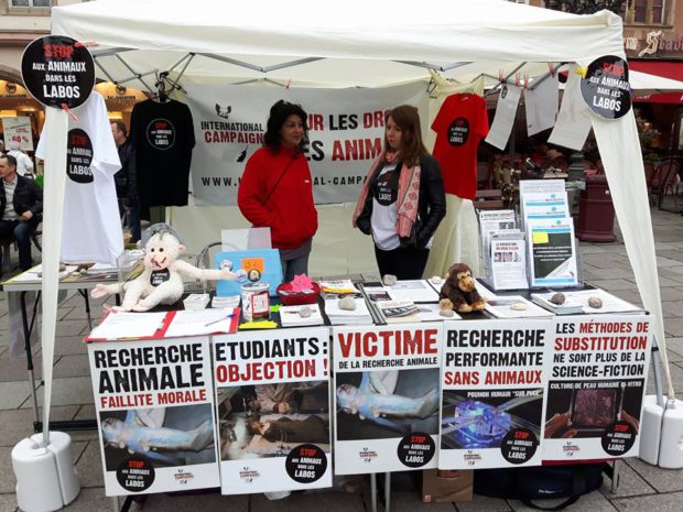 STRASBOURG - 14 mai 2016 Marche contre un élevage de primates pour la vivisection