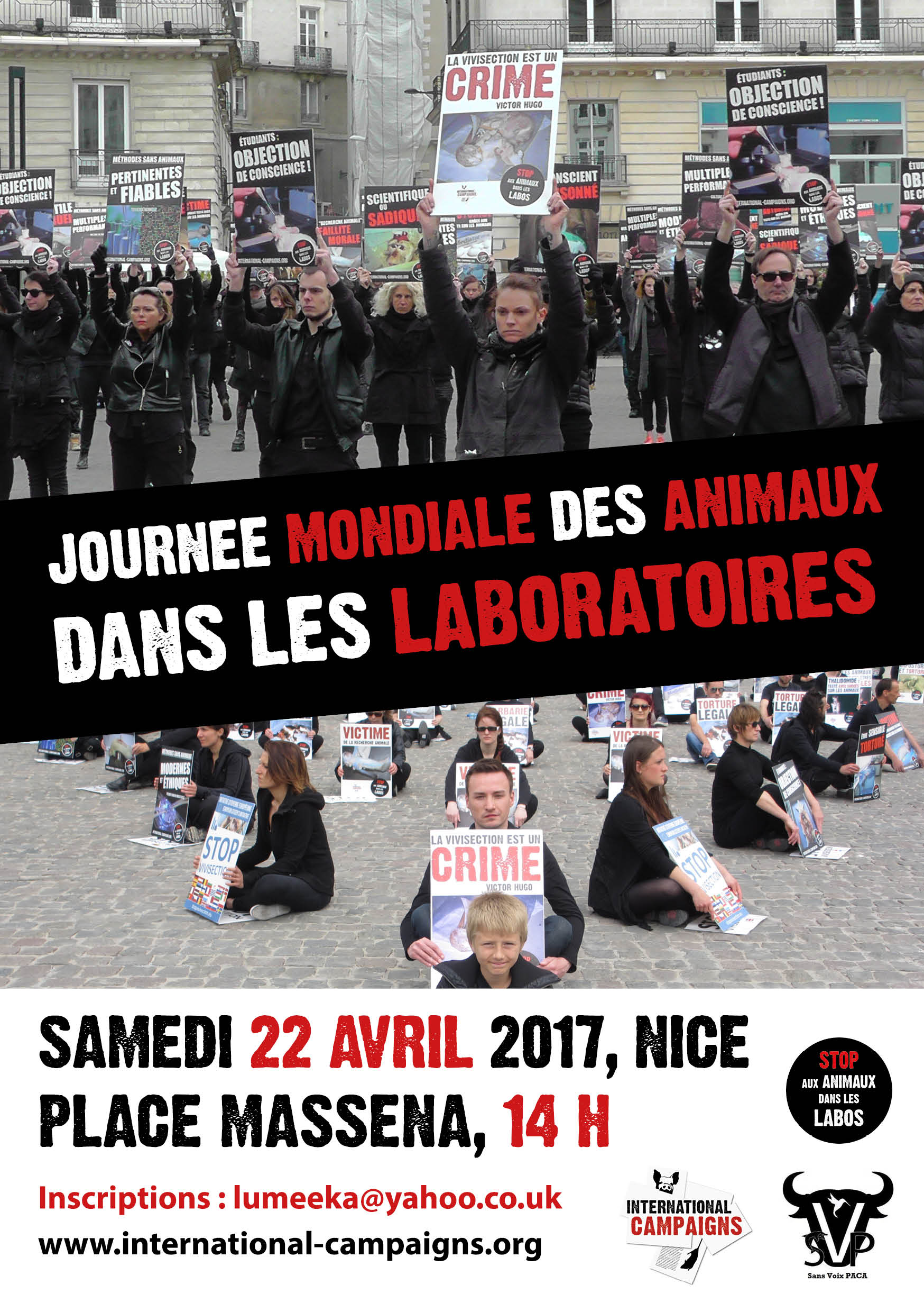 NICE – 22 avril 2017 – Journée Mondiale des Animaux dans les Laboratoires