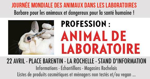 LA ROCHELLE – Samedi 22 avril – Journée Mondiale des Animaux dans les laboratoires